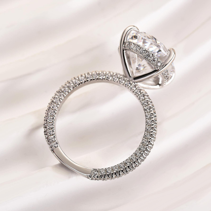 8Ct Excellent Oval Cut  Engagement Ring-Sterling Silver-lornajewelry