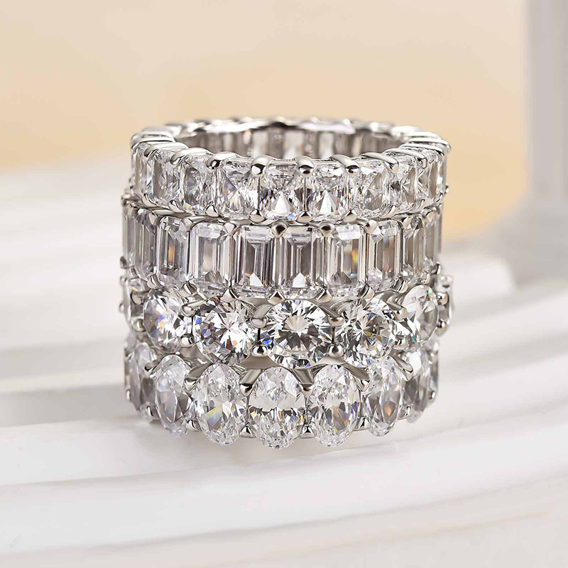 Luxury 4PC Wedding Band Set-Sterling Silver-lornajewelry