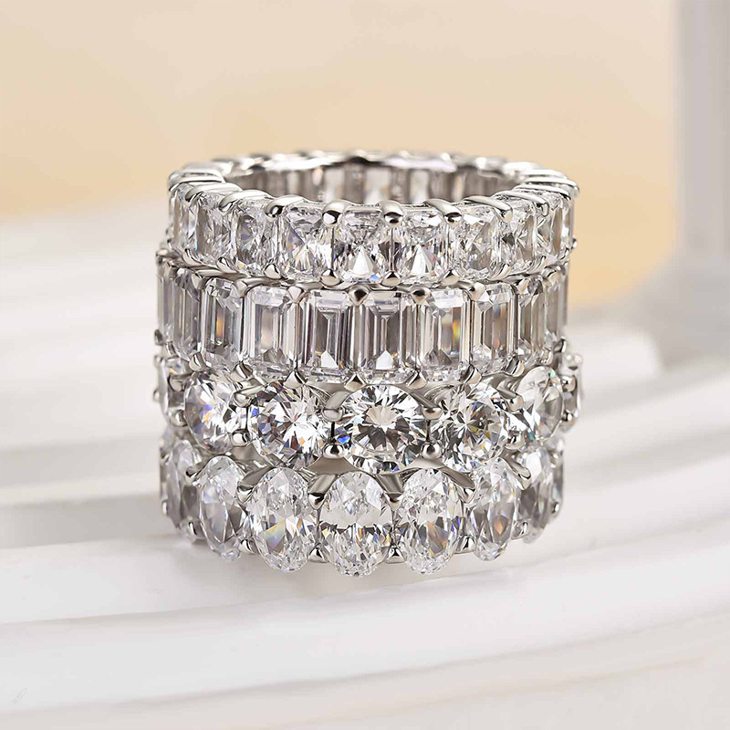 Luxury 4PC Wedding Band Set-Sterling Silver-lornajewelry