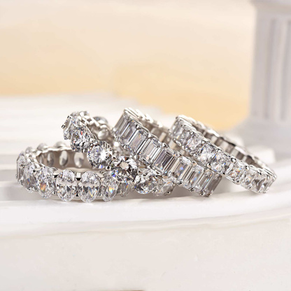 Luxury 4PC Wedding Band Set-Sterling Silver-lornajewelry