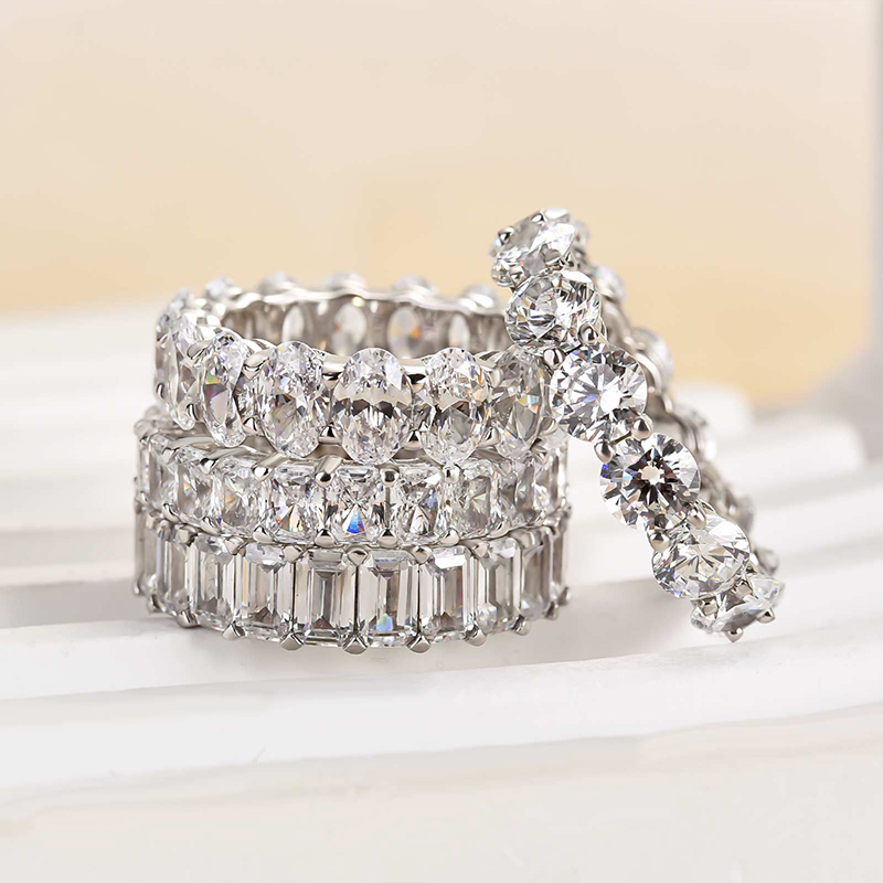 Luxury 4PC Wedding Band Set-Sterling Silver-lornajewelry