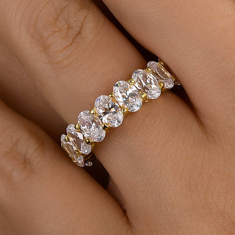 Eternity Oval Cut s Wedding Band-Sterling Silver-lornajewelry