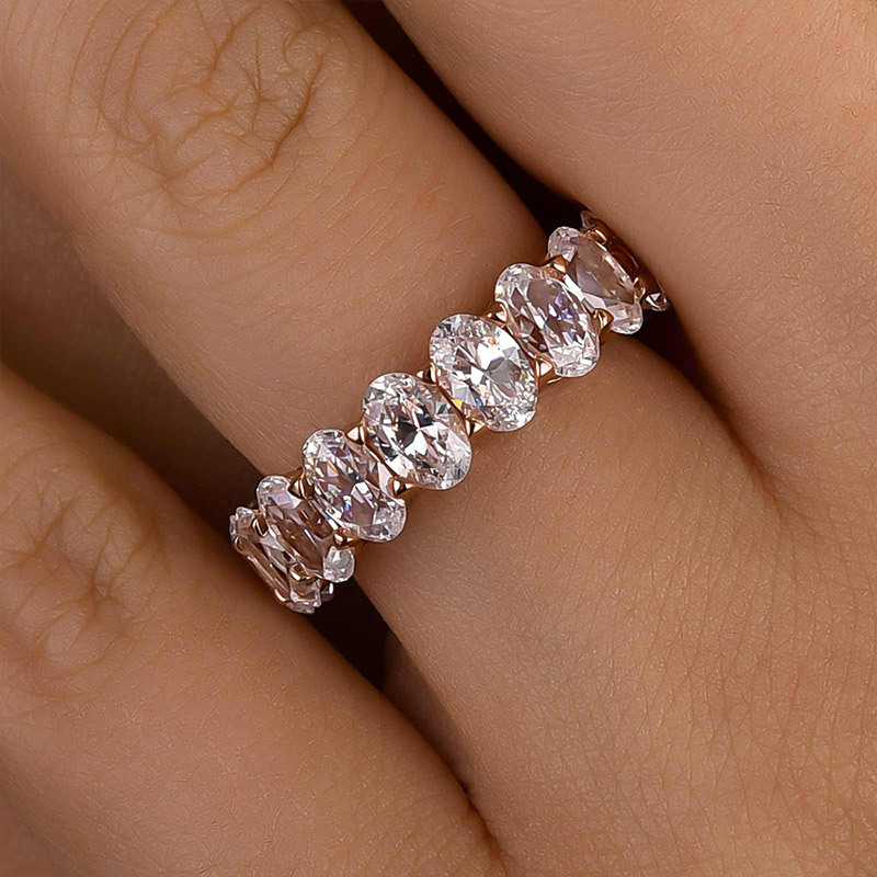 Eternity Oval Cut s Wedding Band-Sterling Silver-lornajewelry