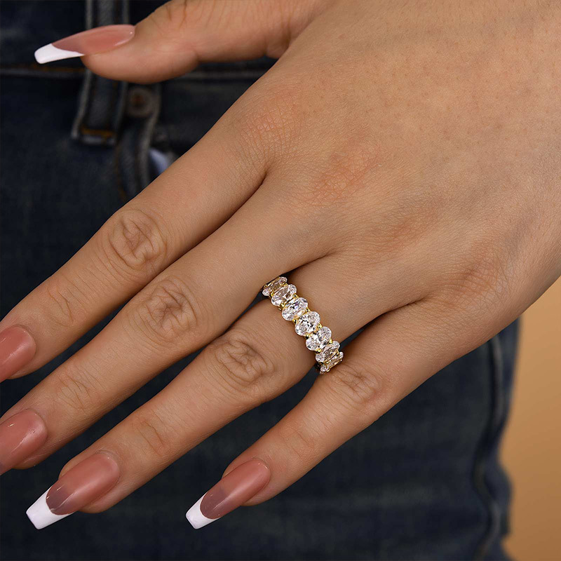 Eternity Oval Cut s Wedding Band-Sterling Silver-lornajewelry