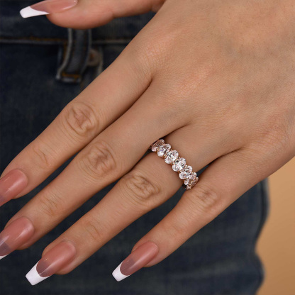 Eternity Oval Cut s Wedding Band-Sterling Silver-lornajewelry