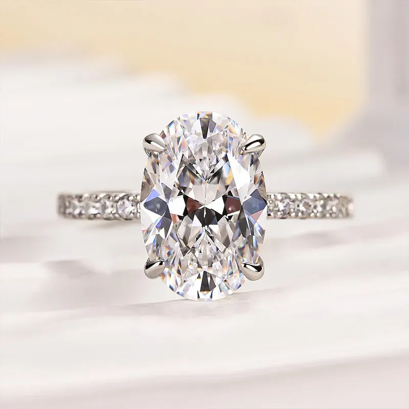 4Ct Classic Oval Cut  Engagement Ring In Sterling Silver-lornajewelry