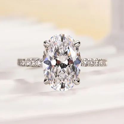 4Ct Classic Oval Cut  Engagement Ring In Sterling Silver