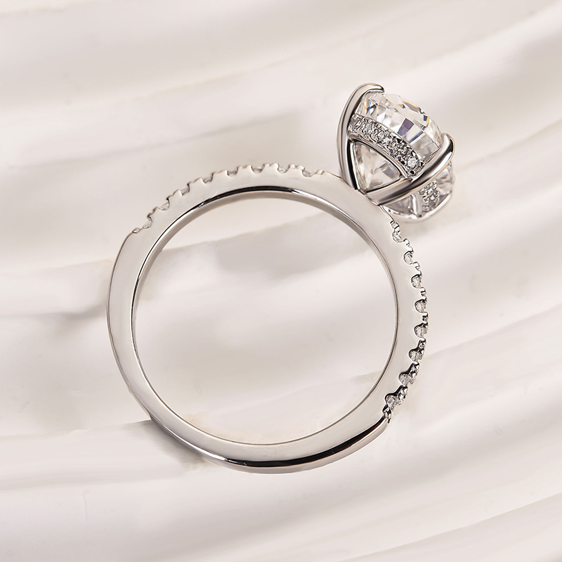 4Ct Classic Oval Cut  Engagement Ring In Sterling Silver-Sterling Silver-lornajewelry