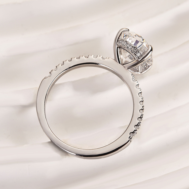 4Ct Classic Oval Cut  Engagement Ring In Sterling Silver-Sterling Silver-lornajewelry