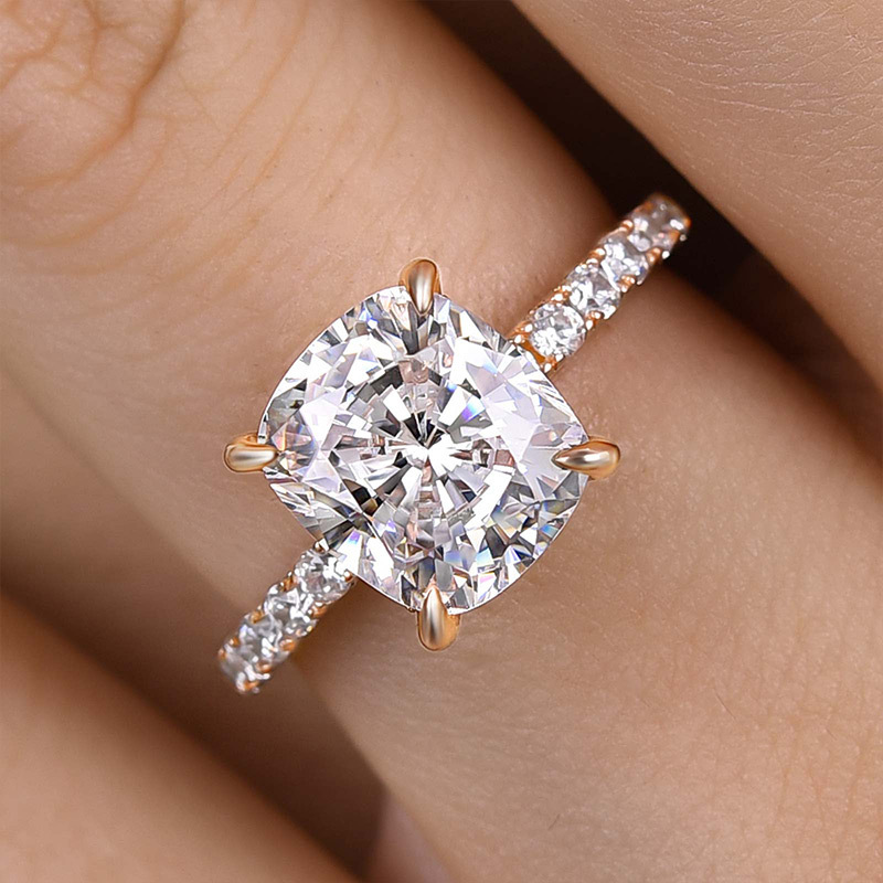 3Ct Cushion Cut White Sapphire Women's Engagement Ring In Sterling Silver-Sterling Silver-lornajewelry