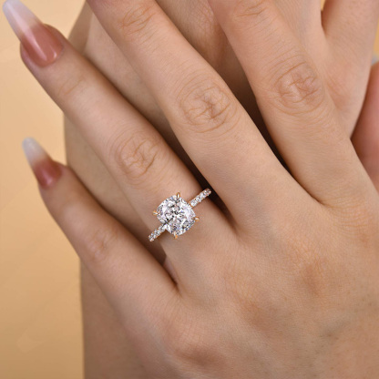 3Ct Cushion Cut White Sapphire Women's Engagement Ring In Sterling Silver-Sterling Silver-lornajewelry