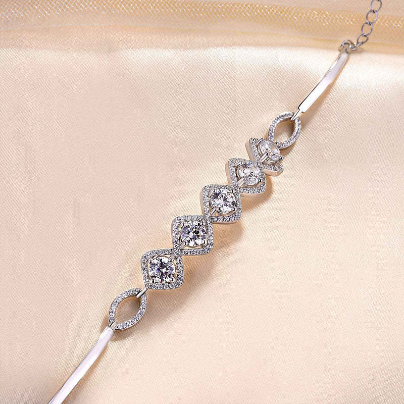 Gorgeous Halo Round Cut Bracelet For Women In Sterling Silver-Sterling Silver-lornajewelry