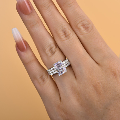 Timeless Radiant Cut  3PC Wedding Ring Set-Sterling Silver-lornajewelry