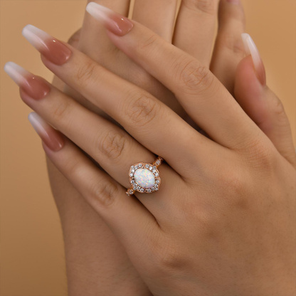 1.8Ct Vintage Rose Gold Oval Cut Opal Engagement Ring In Sterling Silver-Sterling Silver-lornajewelry