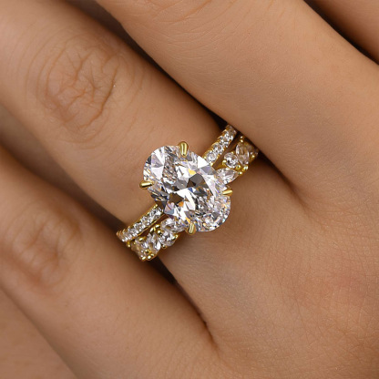 Unique Oval Cut Wedding Ring Set-Sterling Silver-lornajewelry