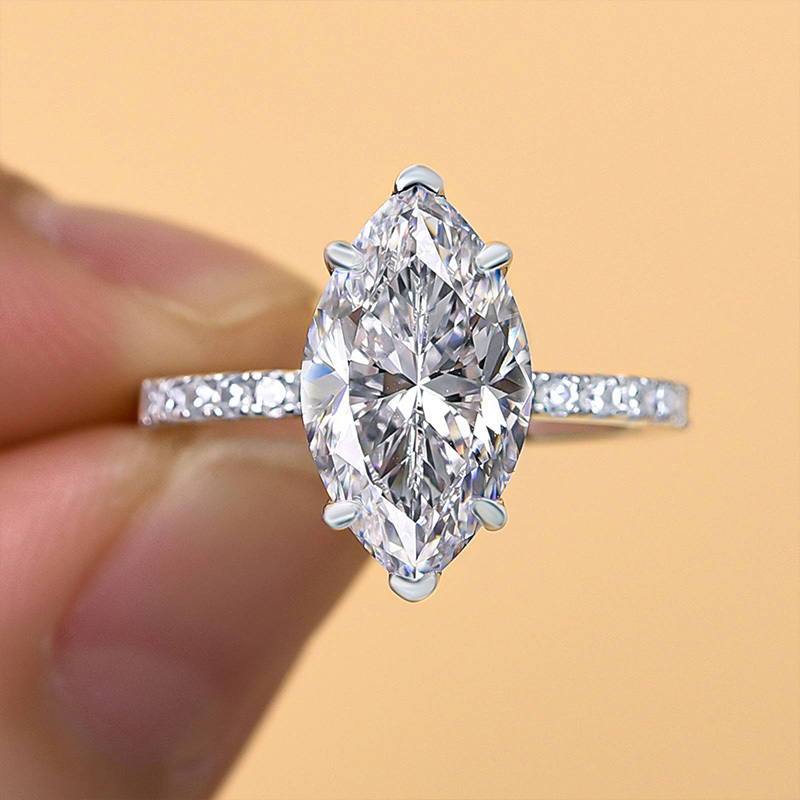 2.5Ct Exclusive Marquise Cut Engagement Ring In Sterling Silver-Sterling Silver-lornajewelry