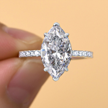 2.5Ct Exclusive Marquise Cut Engagement Ring In Sterling Silver-Sterling Silver-lornajewelry