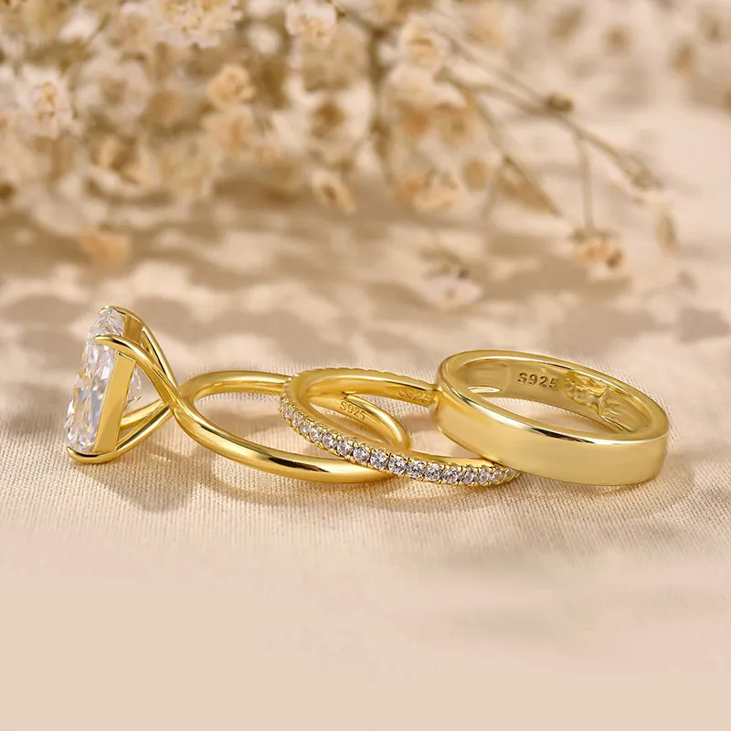 4.5Ct Classic Radiant Cut 3PC Wedding Ring Set In Sterling Silver