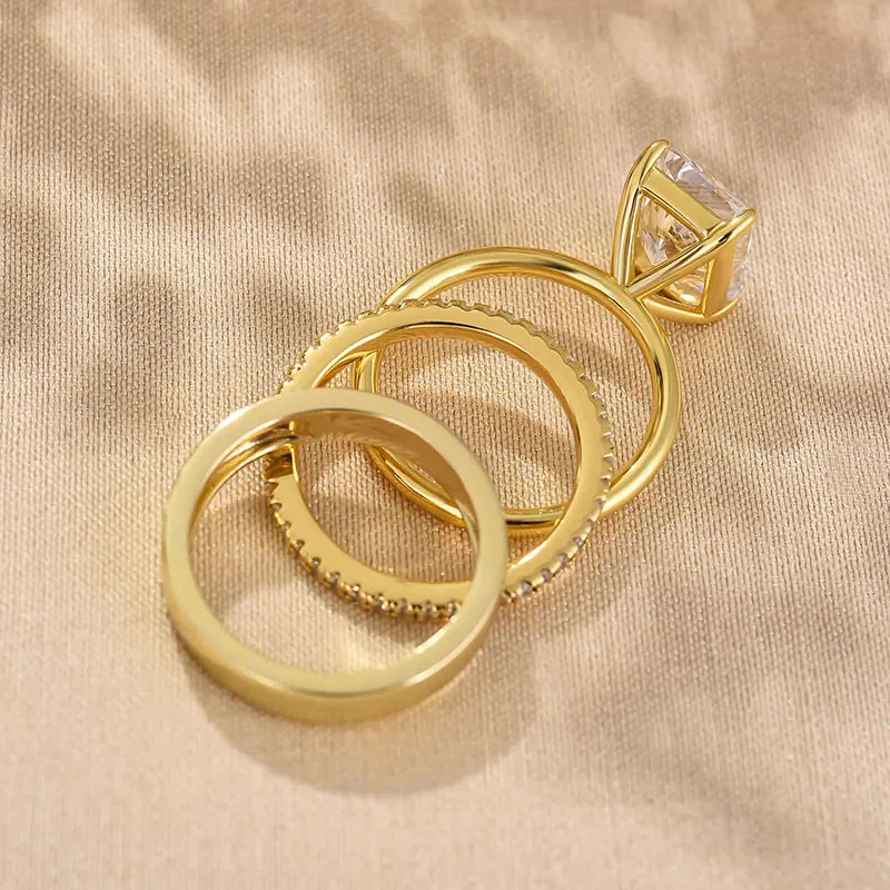 4.5Ct Classic Radiant Cut 3PC Wedding Ring Set In Sterling Silver