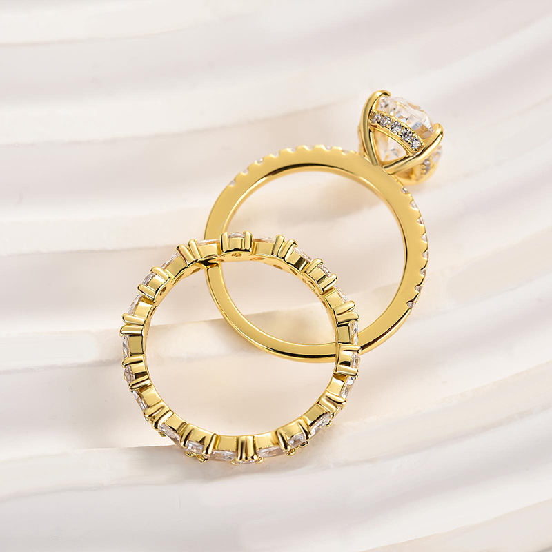 Unique Oval Cut Wedding Ring Set-Sterling Silver-lornajewelry