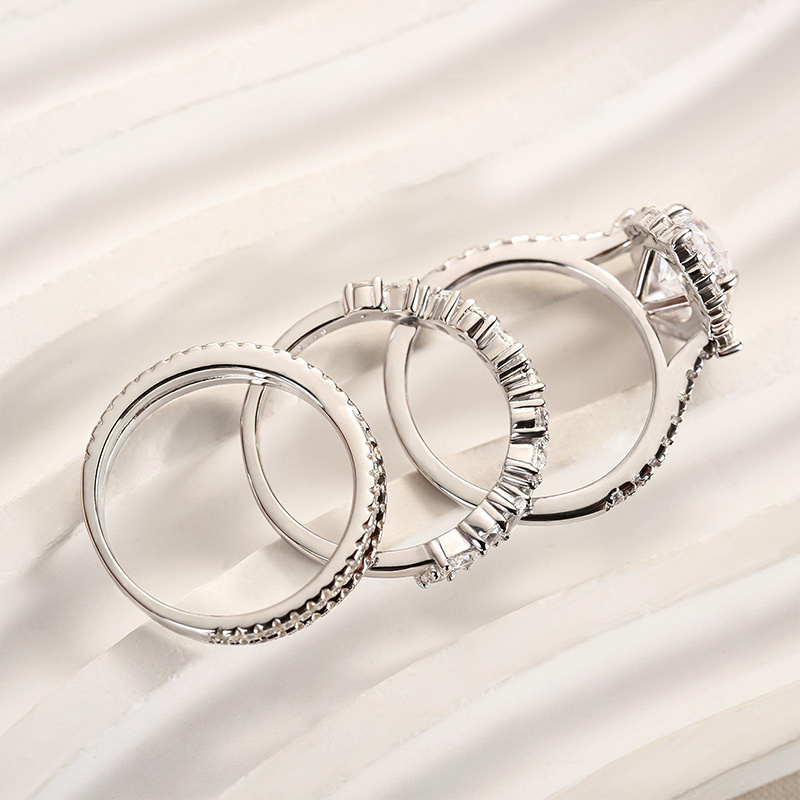 Gorgeous Halo Pear Cut 3PC Bridal Ring Set-Sterling Silver-lornajewelry