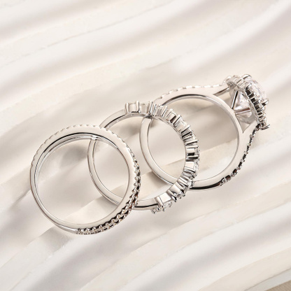 Gorgeous Halo Pear Cut 3PC Bridal Ring Set-Sterling Silver-lornajewelry
