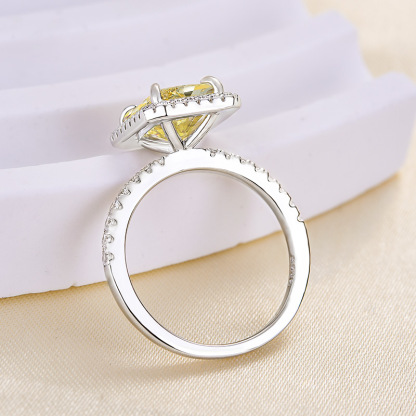 3Ct Halo Radiant Cut Yellow Sapphire Engagement Ring-Sterling Silver-lornajewelry