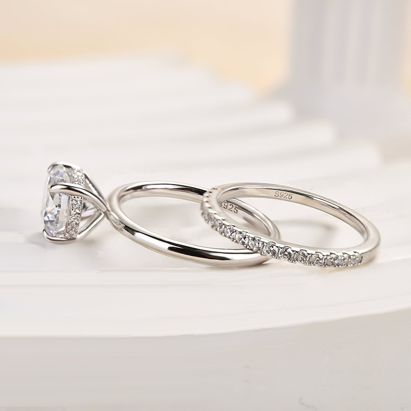 Classic Round Cut s Bridal Ring Set-Sterling Silver-lornajewelry