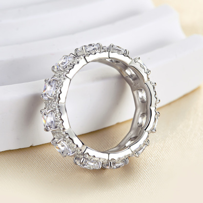 Vintage Halo Cushion Cut Wedding Band For Women In Sterling Silver-Sterling Silver-lornajewelry