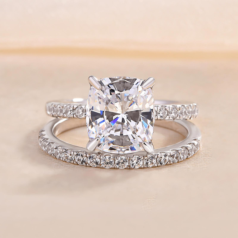 Stunning 3.0 Carat Cushion Cut Wedding Set-Sterling Silver-lornajewelry