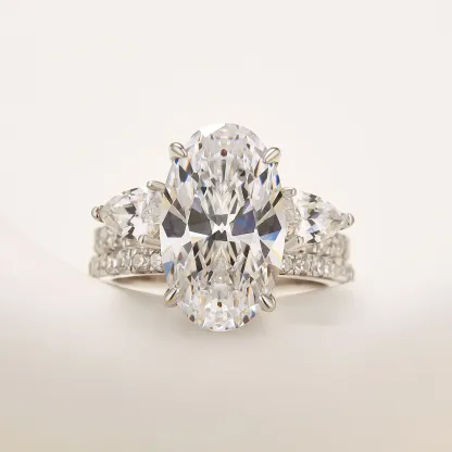 4Ct Oval Cut Unique Insert Wedding Ring Set For Women In Sterling Silver