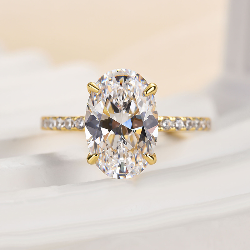 4Ct Classic Oval Cut  Engagement Ring In Sterling Silver-Sterling Silver-lornajewelry