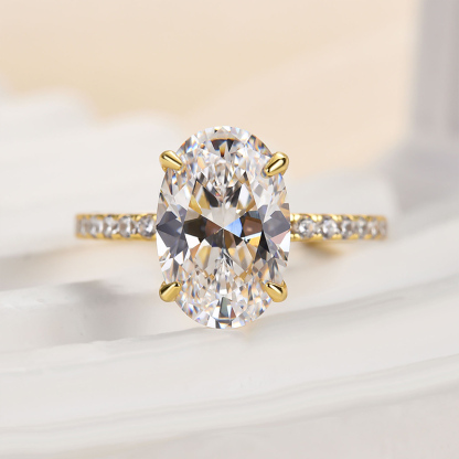 4Ct Classic Oval Cut  Engagement Ring In Sterling Silver-Sterling Silver-lornajewelry