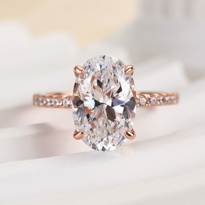 4Ct Classic Oval Cut  Engagement Ring In Sterling Silver-Sterling Silver-lornajewelry