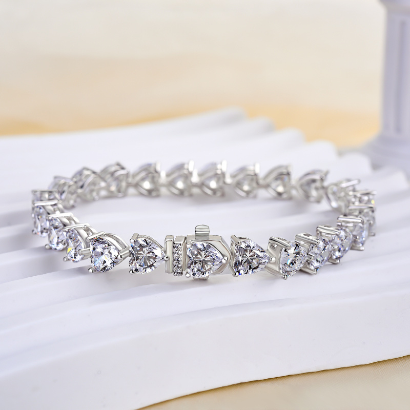 Stunning Heart Cut Bracelet for Women In Sterling Silver-Sterling Silver-lornajewelry