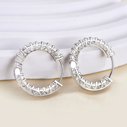 Women's Classic Round Cut Hoop Earrings In Sterling Silver-Sterling Silver-lornajewelry