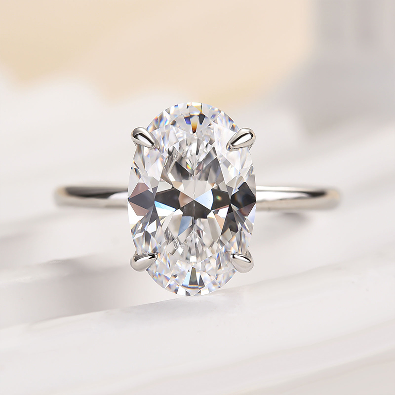 4Ct Exclusive Oval Cut Engagement Ring In Sterling Silver-Sterling Silver-lornajewelry