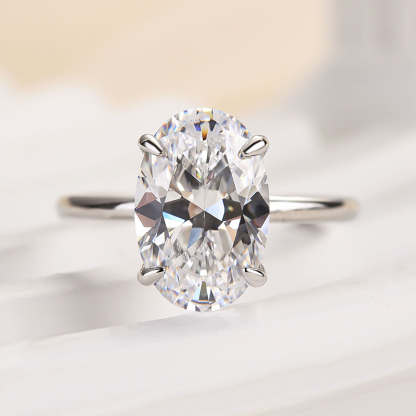 4Ct Exclusive Oval Cut Engagement Ring In Sterling Silver-Sterling Silver-lornajewelry