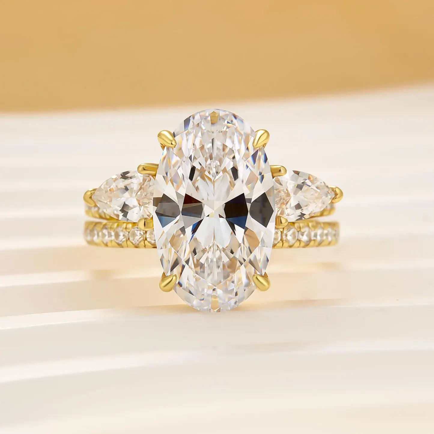 4Ct Oval Cut Unique Insert Wedding Ring Set For Women In Sterling Silver