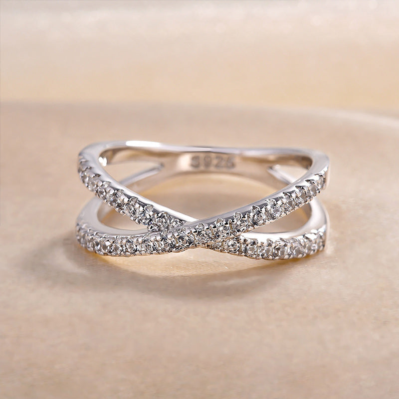 X Criss Cross Wedding Band-Sterling Silver-lornajewelry