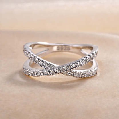 X Criss Cross Wedding Band-Sterling Silver-lornajewelry