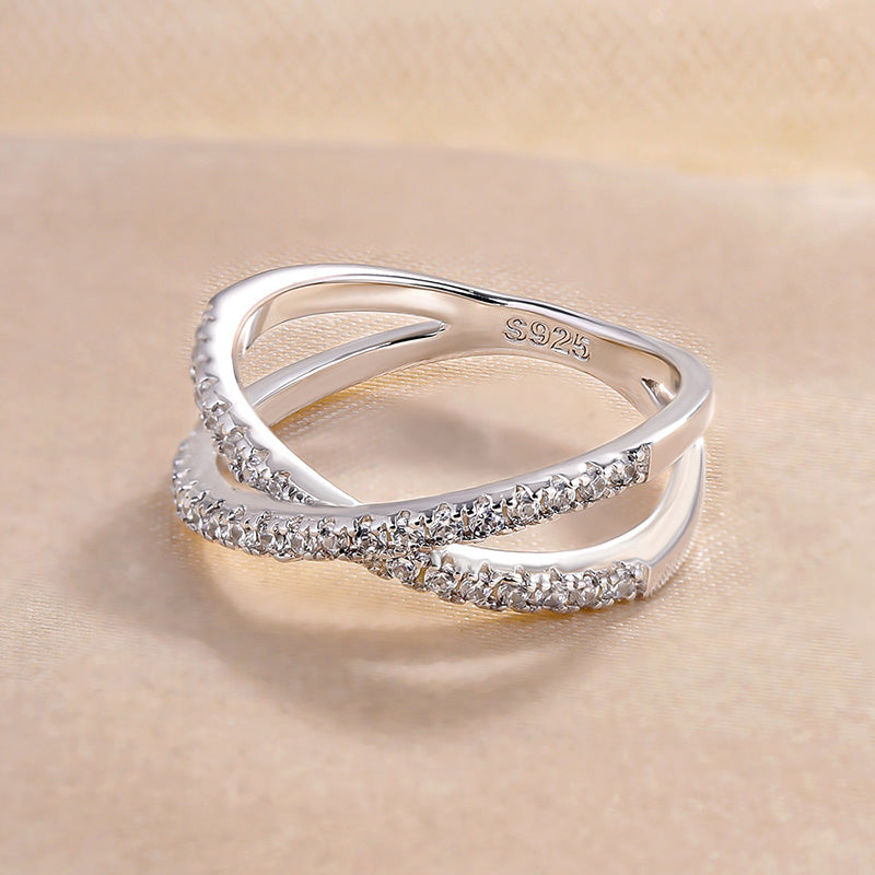 X Criss Cross Wedding Band-Sterling Silver-lornajewelry