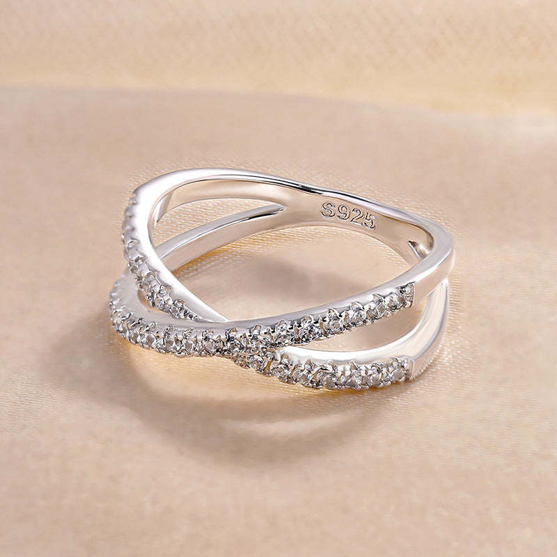 X Criss Cross Wedding Band-Sterling Silver-lornajewelry