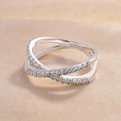 X Criss Cross Wedding Band-Sterling Silver-lornajewelry