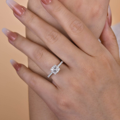 1.5 Ct Cushion Cut White Sapphire Women's Engagement Ring-Sterling Silver-lornajewelry