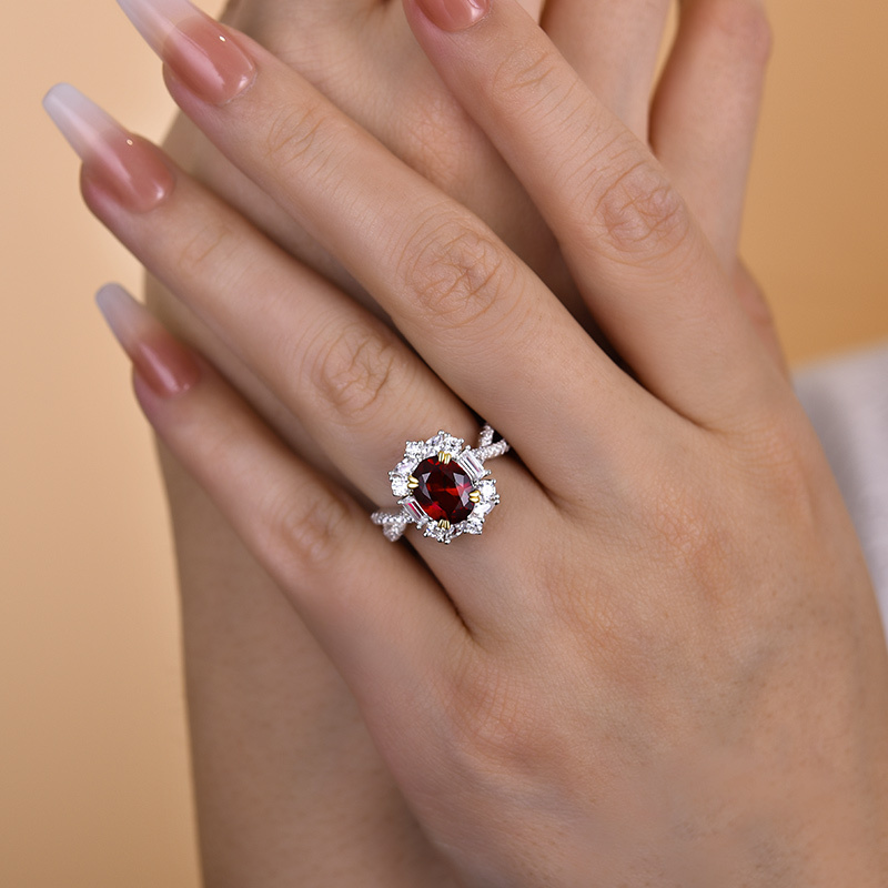 1Ct Vintage Twist Oval Cut Ruby Engagement Ring In Sterling Silver-Sterling Silver-lornajewelry