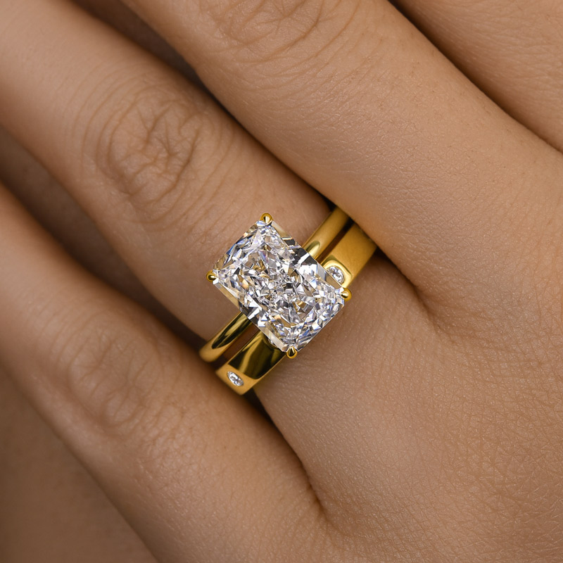 Stunning Radiant Cut Wedding Ring Set For Women-Sterling Silver-lornajewelry