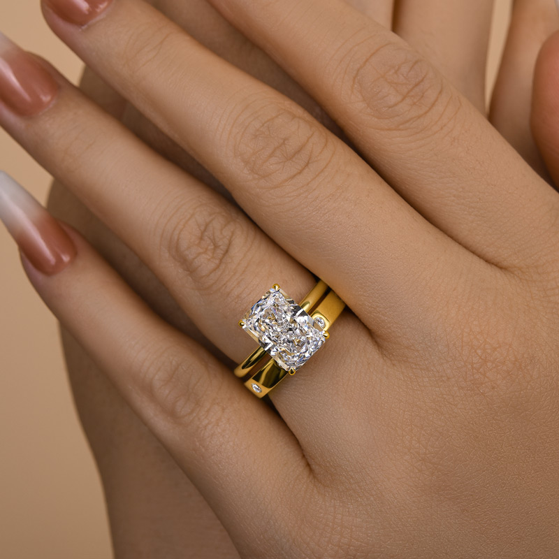 Stunning Radiant Cut Wedding Ring Set For Women-Sterling Silver-lornajewelry