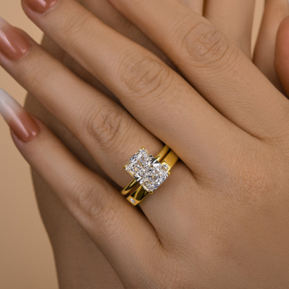 Stunning Radiant Cut Wedding Ring Set For Women-Sterling Silver-lornajewelry