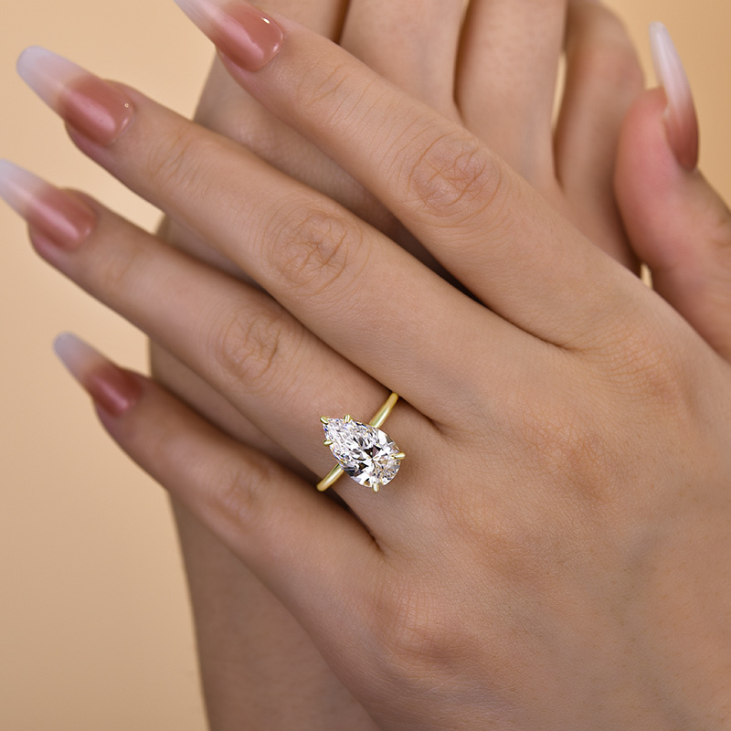 3.5Ct Classic Pear Cut Engagement Ring-Sterling Silver-lornajewelry